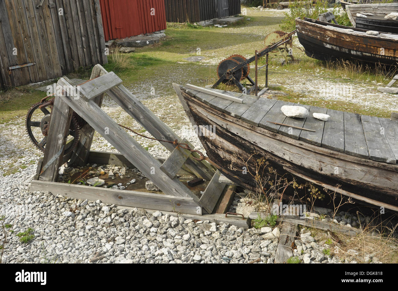 This is  a anchor gear used to pull up boats from the sea. Photo taken in Fårö Gotland Sweden. Stock Photo
