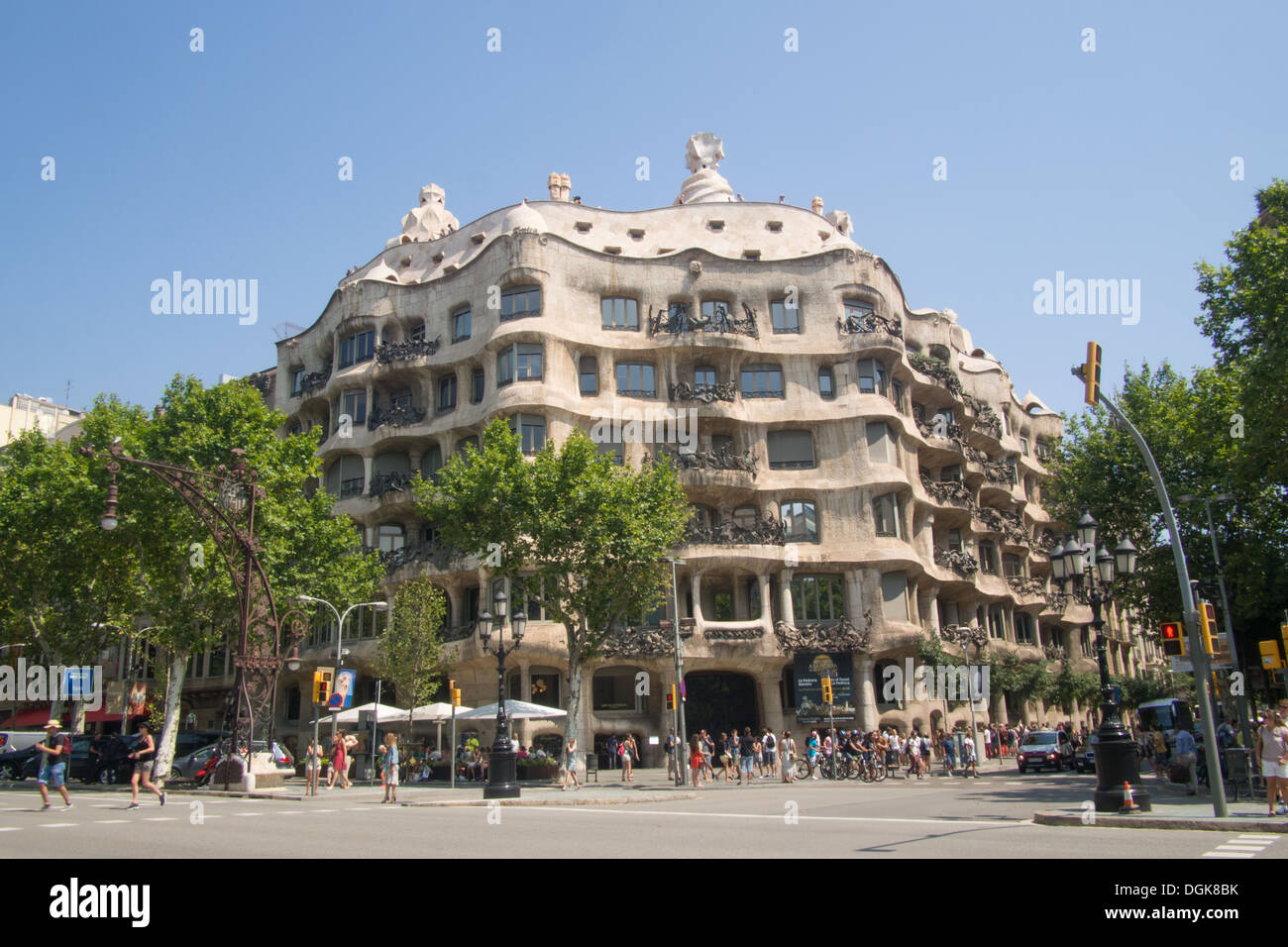 Antoni Gaudi's 'Casa Mila' better known as 'La Pedrera' , built with a limestone facade, Barcelona, Catalonia, Spain. Stock Photo