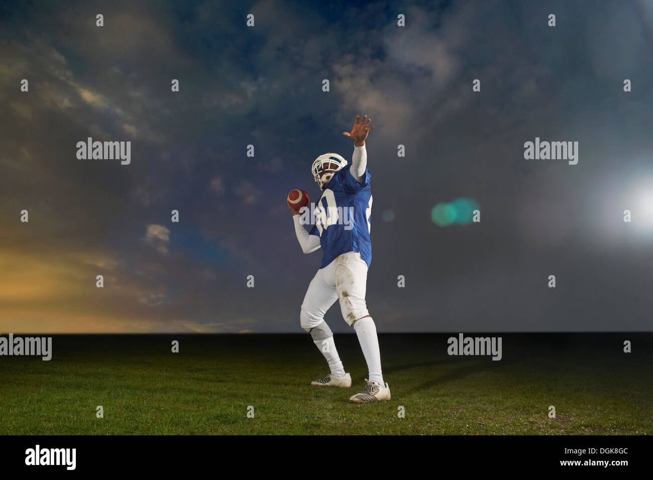 American football player in action Stock Photo