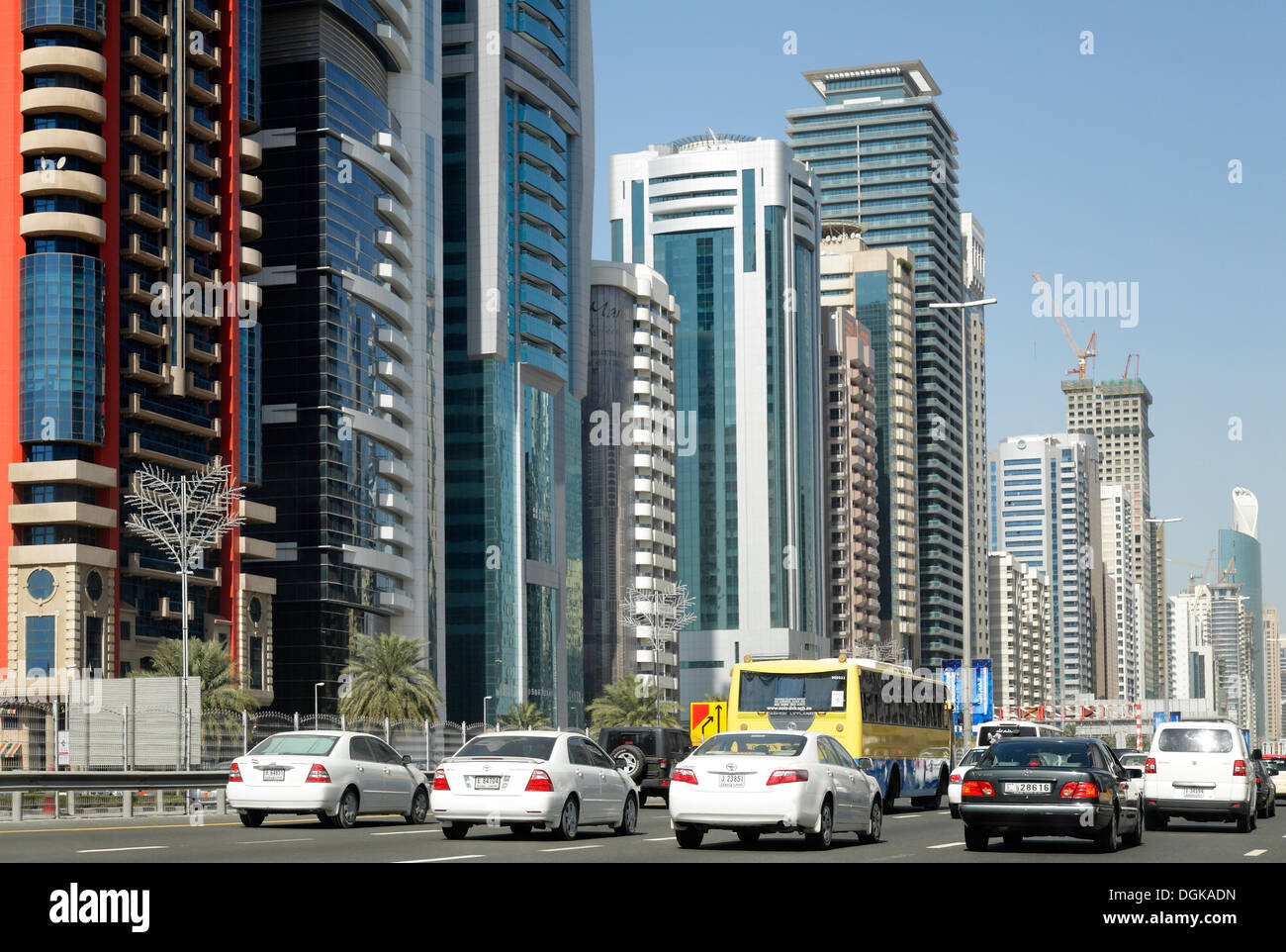 Traffic on Sheikh Zayed Road in Dubai. Stock Photo