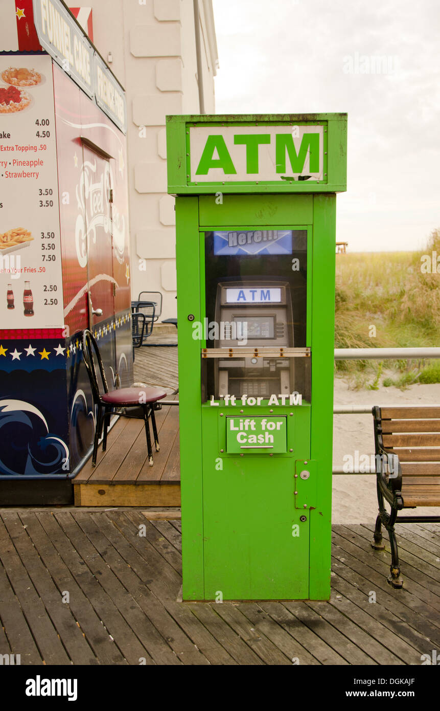ATM machine at the boardwalk at Atlantic CIty, New Jersey, United states Stock Photo
