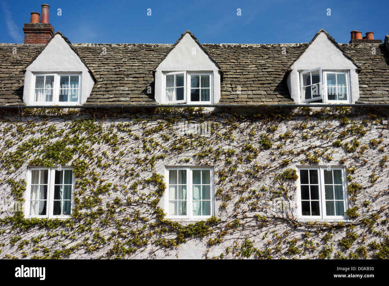 An ivy covered house in Broad Street in Oxford. Stock Photo
