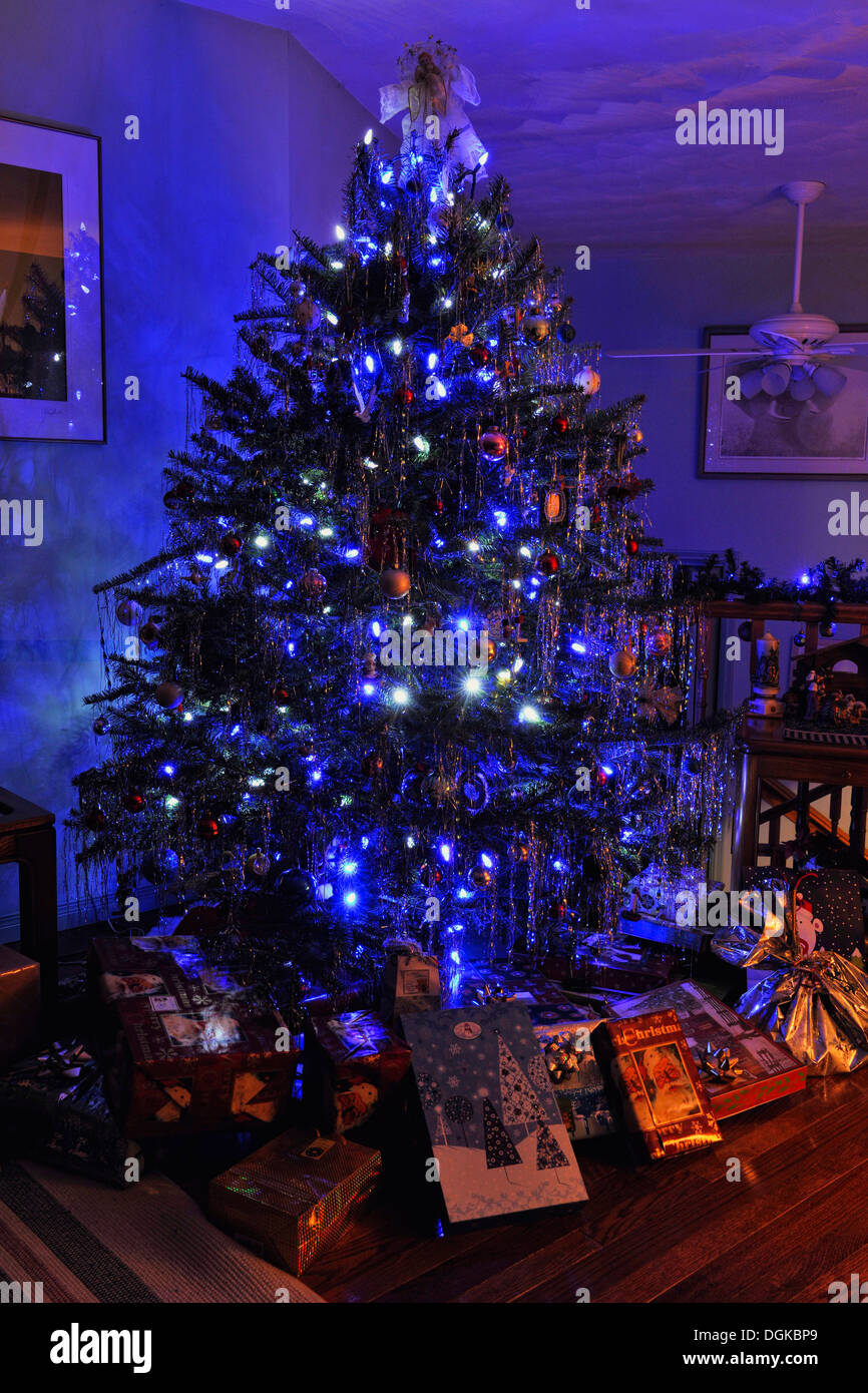 A decorated Christmas tree and gifts on Christmas eve Greater Sudbury  Ontario Canada Stock Photo - Alamy