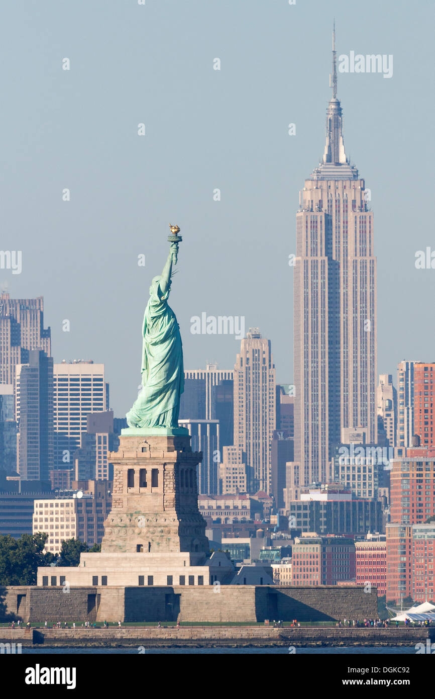 New York Skyline Statue Of Liberty Empire State Building
