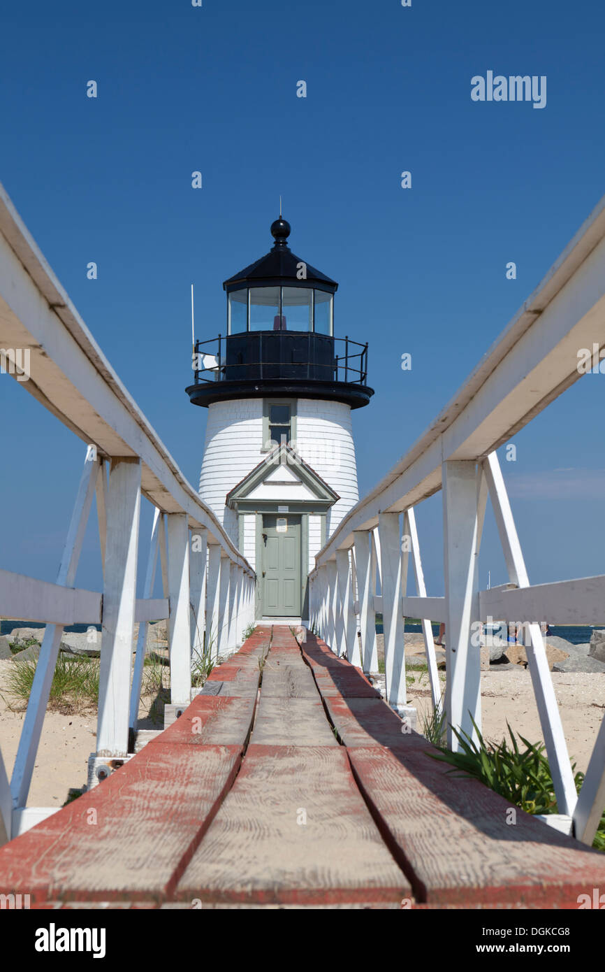 Brant Point Lighthouse on Nantucket Island. Stock Photo