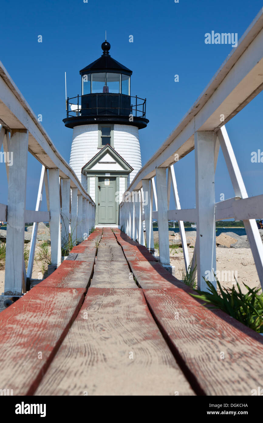 Brant Point Lighthouse on Nantucket Island. Stock Photo