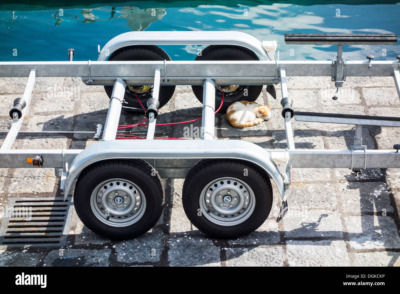 Twin axle boat trailer Stock Photo