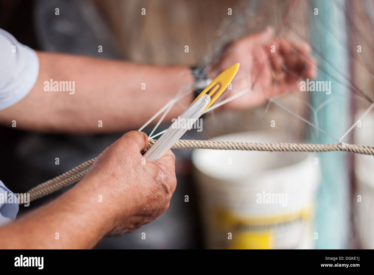 "Man hands" hands weaving a closeup, detail, details Stock