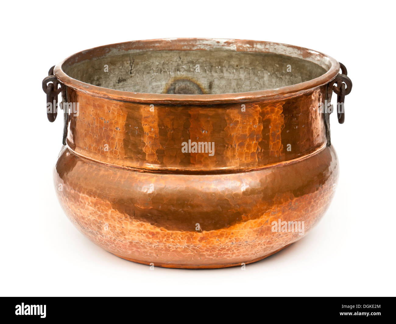 Antique copper cooking pot Stock Photo