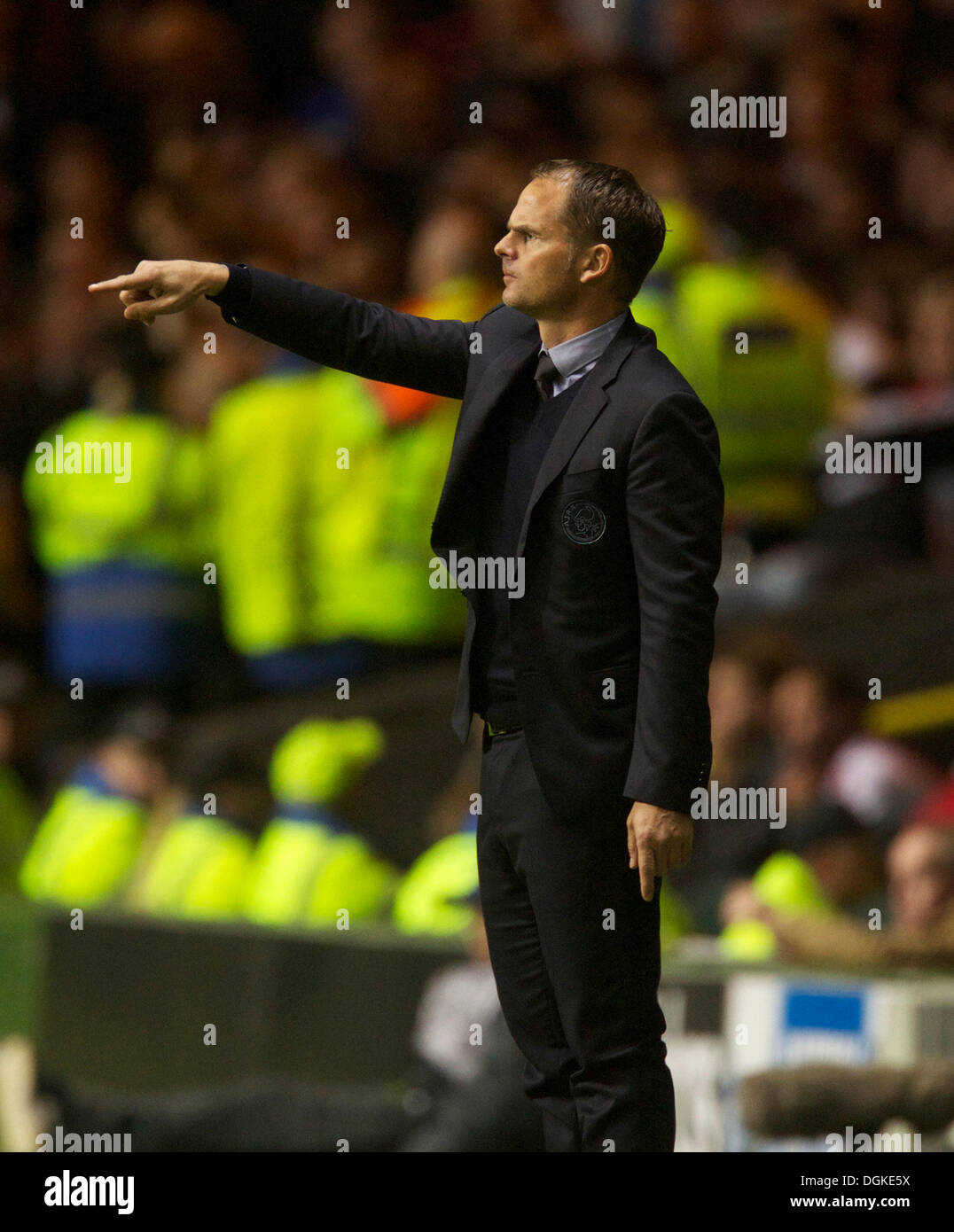 Glasgow, Scotland. 22nd Oct, 2013. Ajax manager Frank De Boer during the Champions League Game between Celtic and Ajax, from Parkhead Stadium. Credit:  Action Plus Sports/Alamy Live News Stock Photo