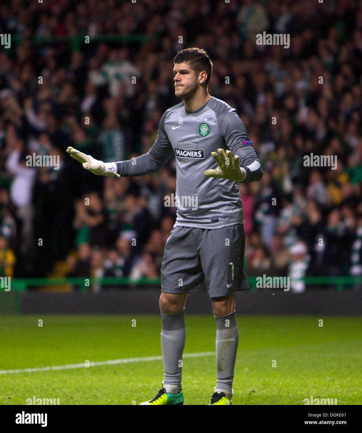 Glasgow, Scotland. 22nd Oct, 2013. Celtic's keeper Fraser Forster during the Champions League Game between Celtic and Ajax, from Parkhead Stadium. Credit:  Action Plus Sports/Alamy Live News Stock Photo