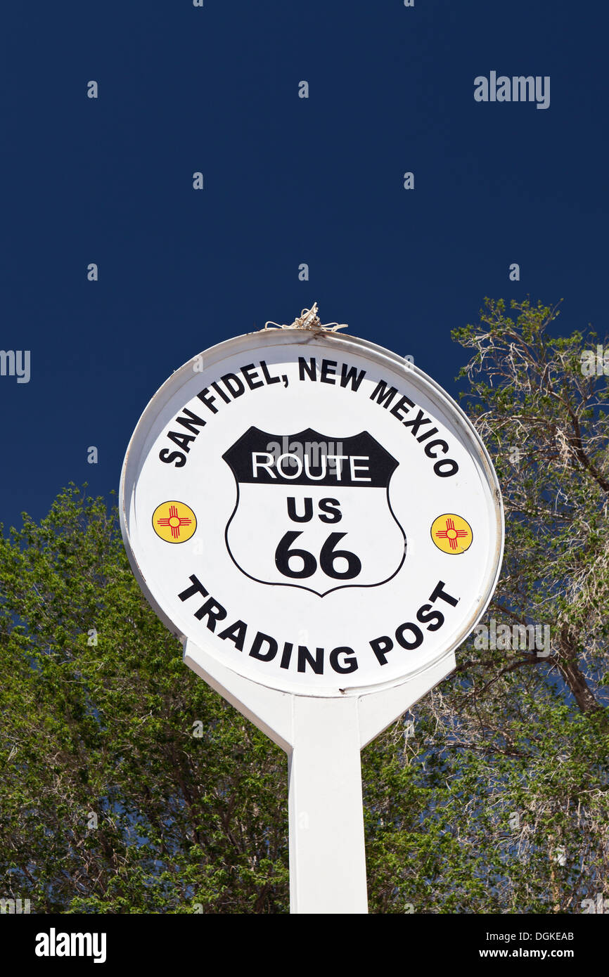 Classic Route 66 sign at San Fidel in New Mexico. Stock Photo