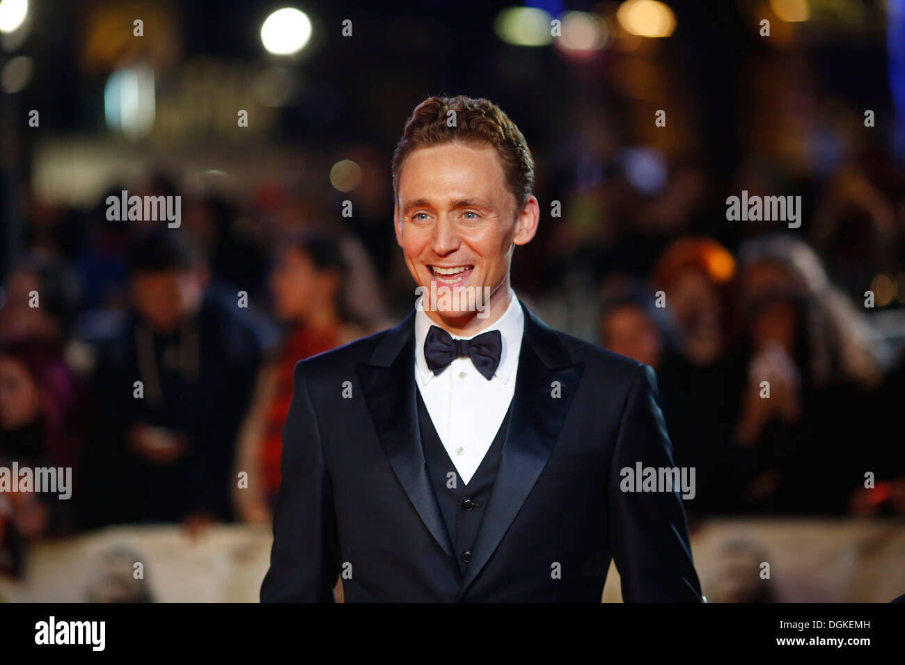 Tom Hiddleton attends the premiere of Thor: The Dark World at Odeon Leicester Square on October 22, 2013 in London, England. Stock Photo