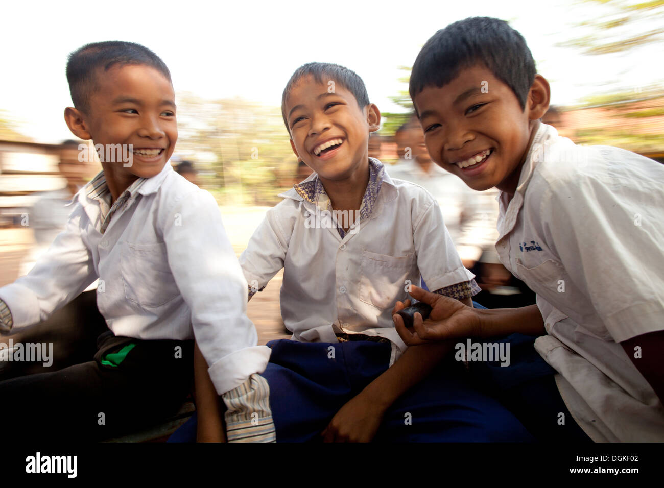 School children at play in a village school near Battambang, Cambodia ...