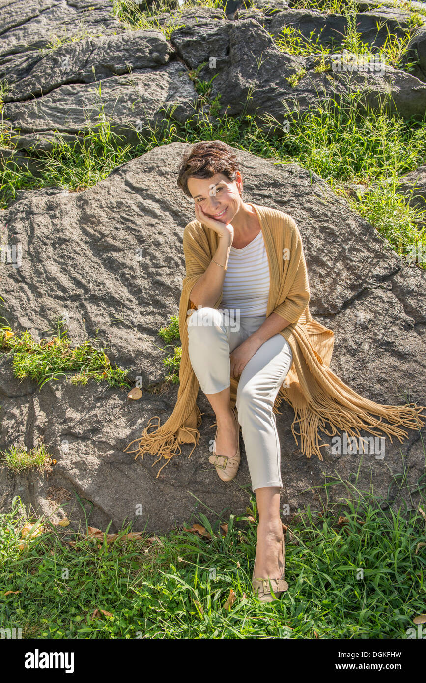 Mature woman barefoot outdoors hi-res stock photography and images - Alamy