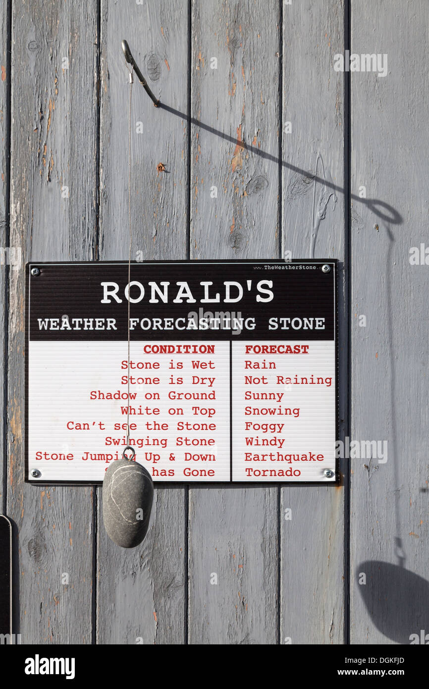 Weather forecasting stone at Cromarty pier. Stock Photo