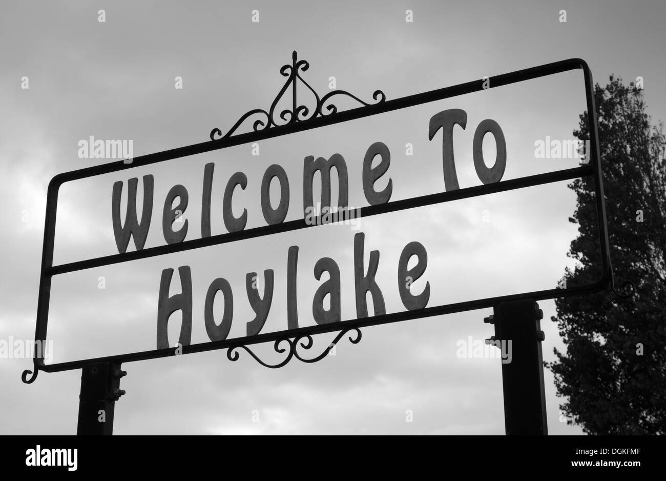 Welcome to Hoylake sign. The Wirral town will host the 2014 Open Golf Championships at Royal Liverpool Golf  Club Stock Photo