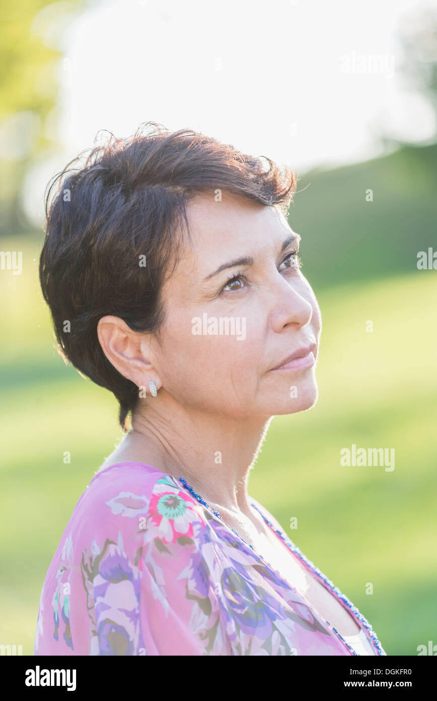 Portrait of mature woman outdoors Stock Photo
