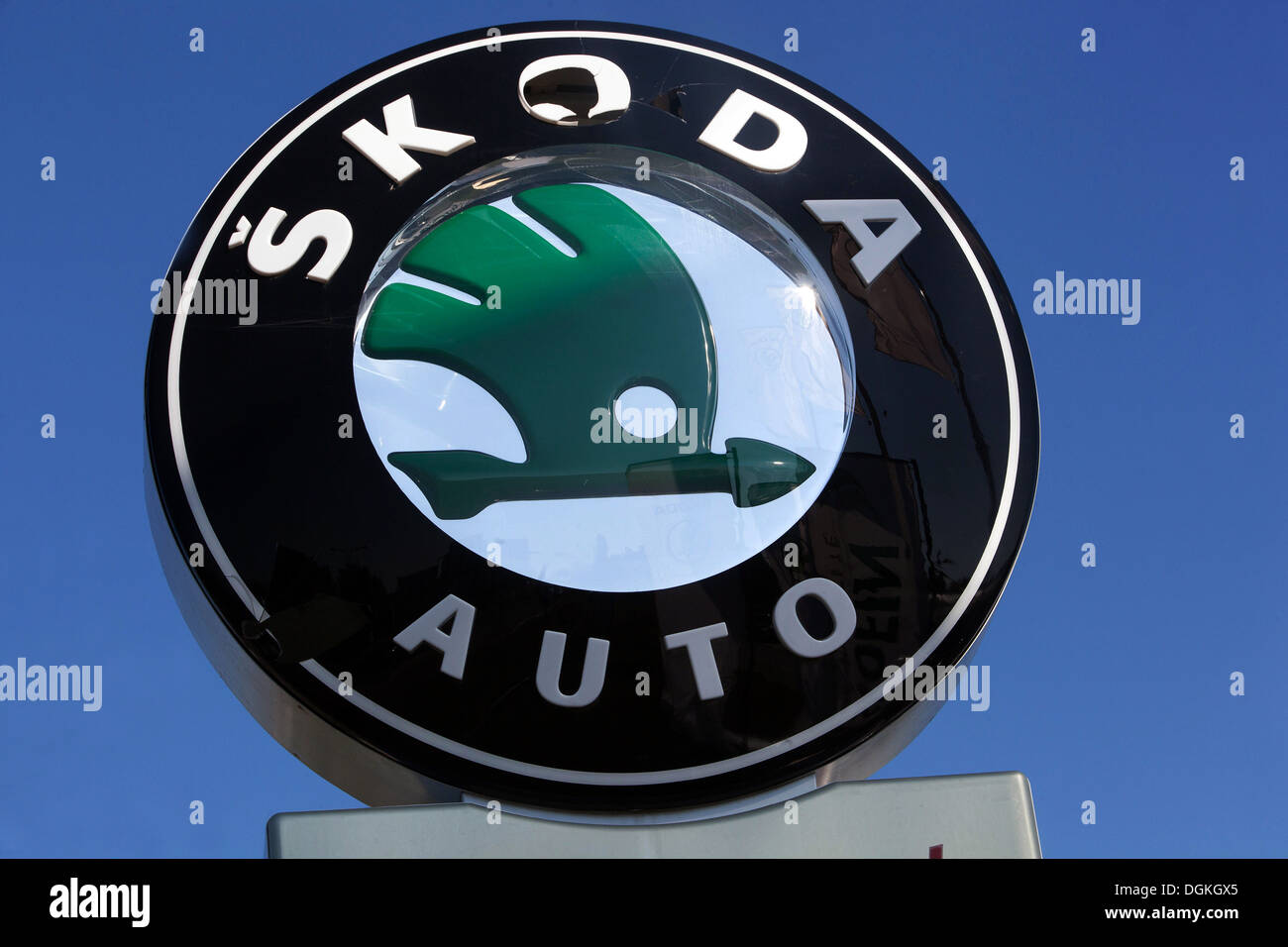 Skoda Auto advertisement advertising banner billboard brand Stock Photo
