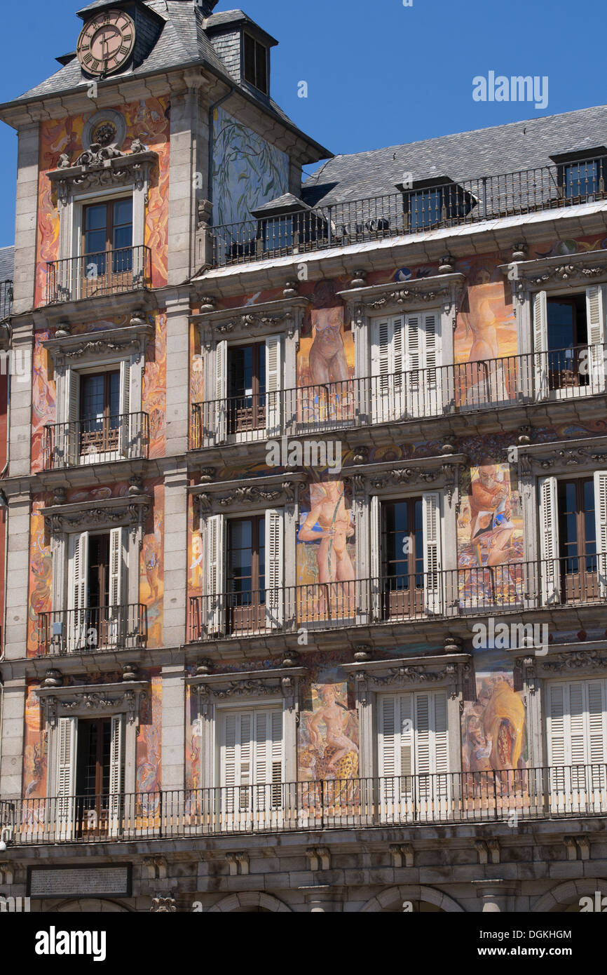 Panaderia frescoes on the Casa de Panaderia building, Plaza Mayor, Madrid, Capital City of Spain Stock Photo