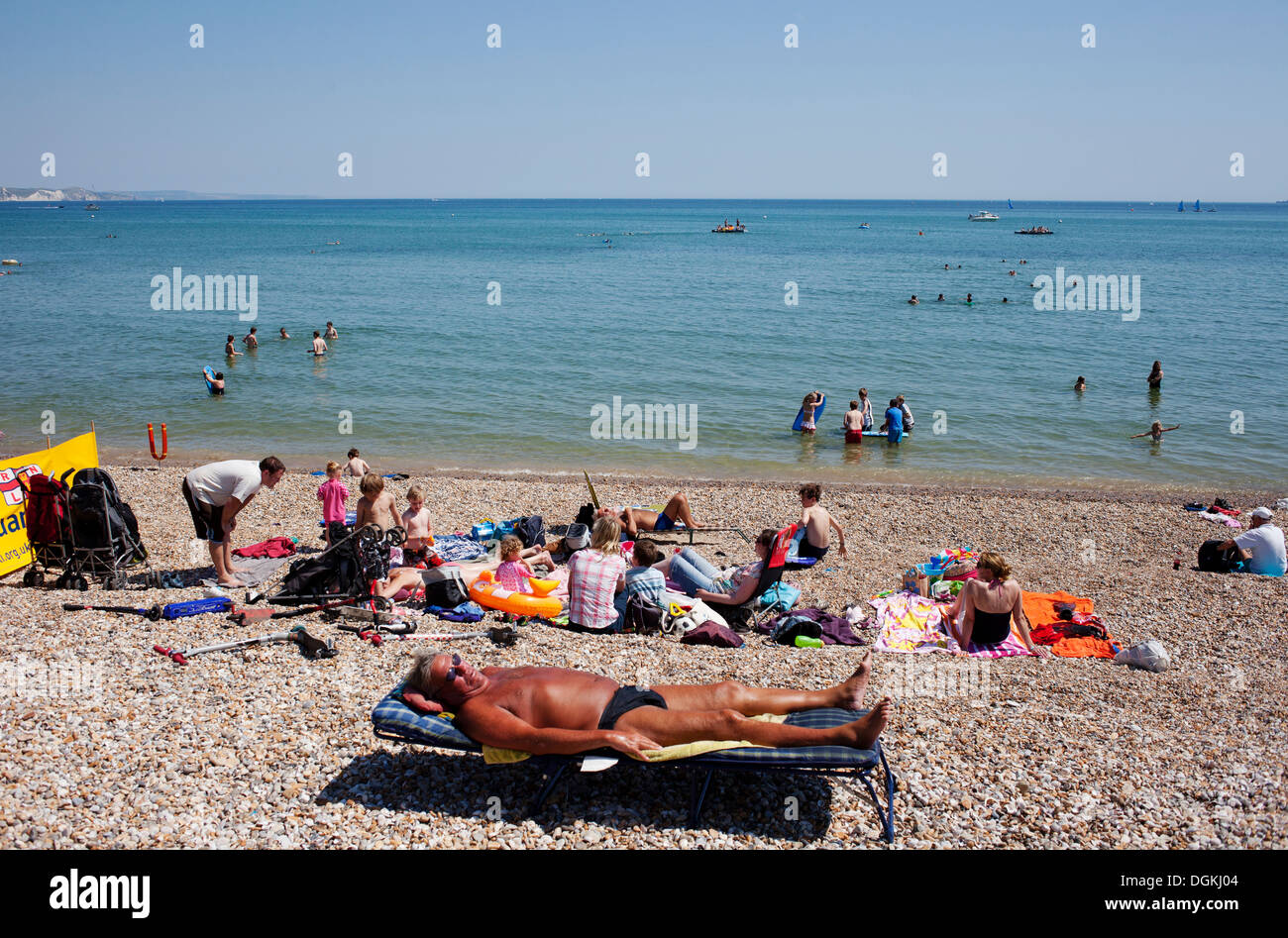 People on the beach of Weymouth in summertime Stock Photo