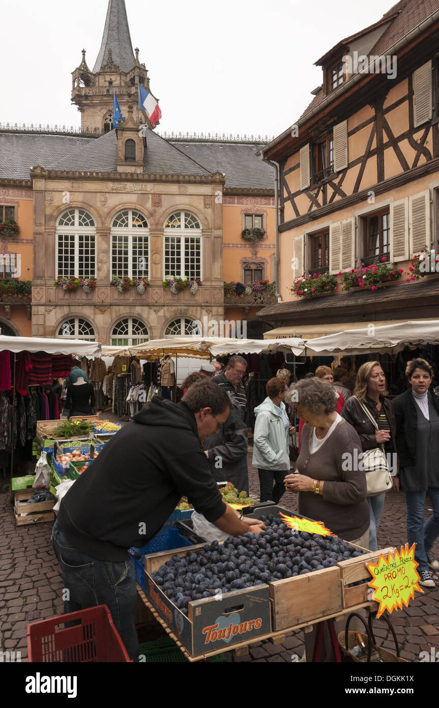 Elk213-1639v France, Alsace, Obernai, farmer's market Stock Photo