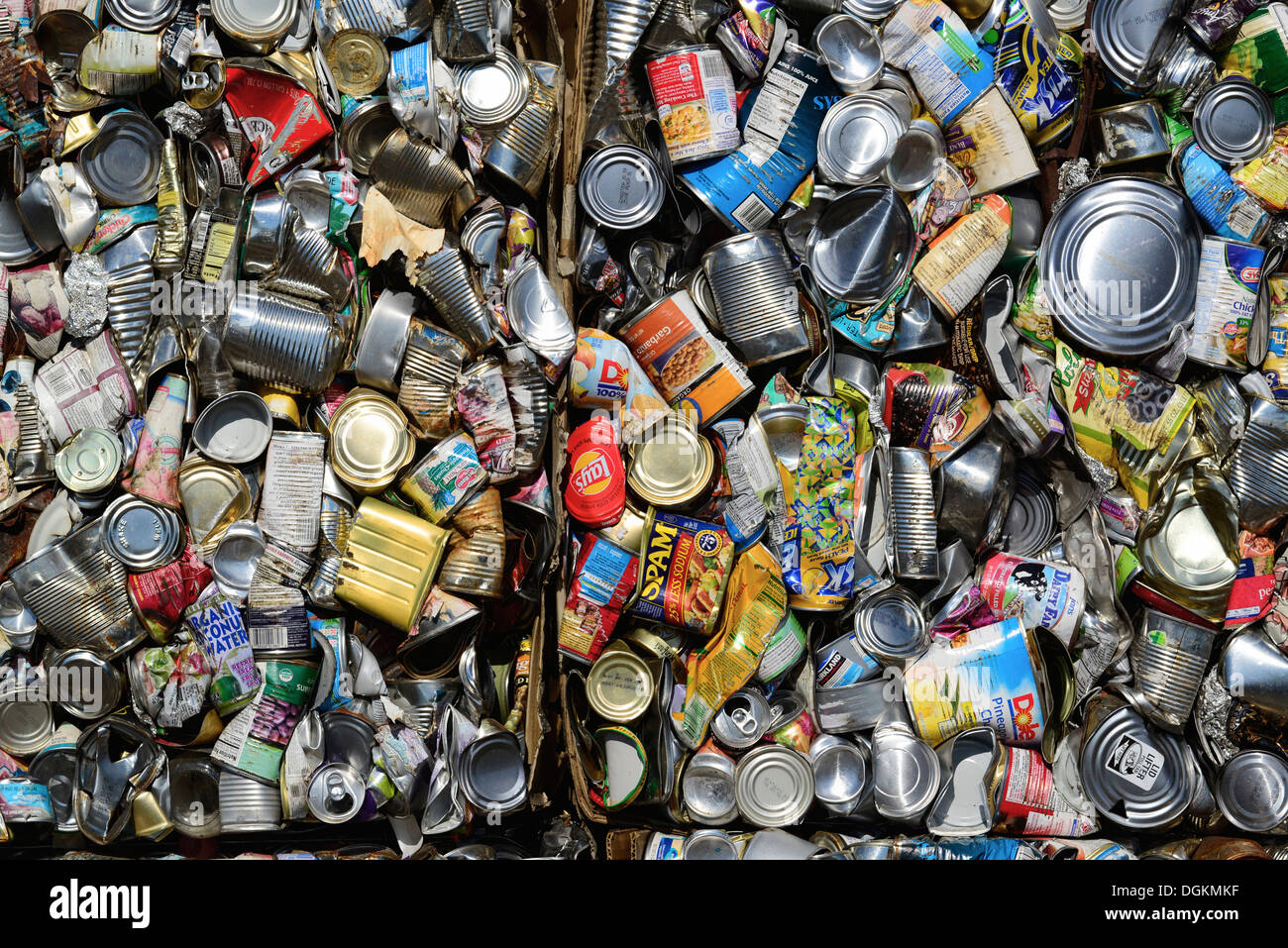 Bales of steel cans at the recycling collection facility in Enterprise, Oregon Stock Photo Alamy