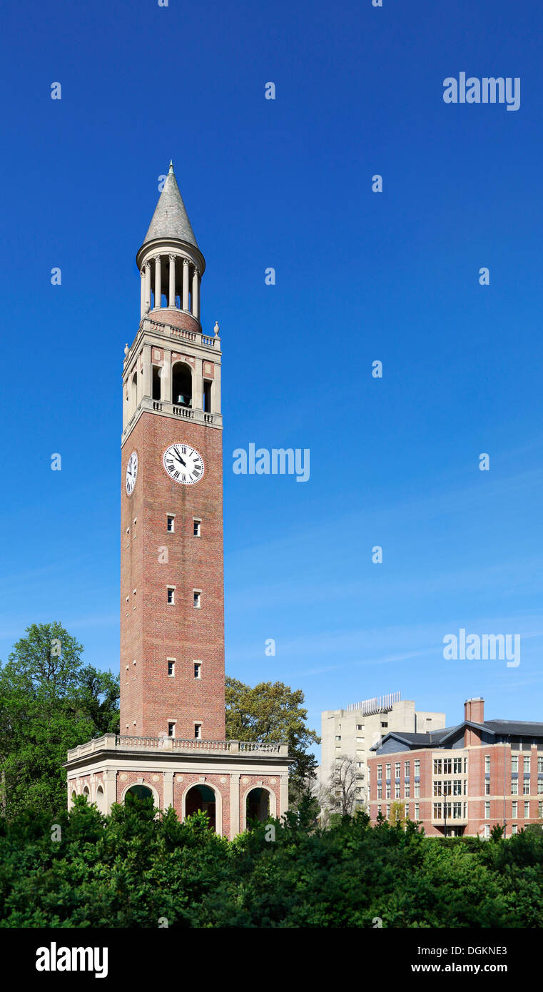 Morehead-Patterson Bell tower at University of North Carolina, NC, Chapel Hill, UNC. Stock Photo