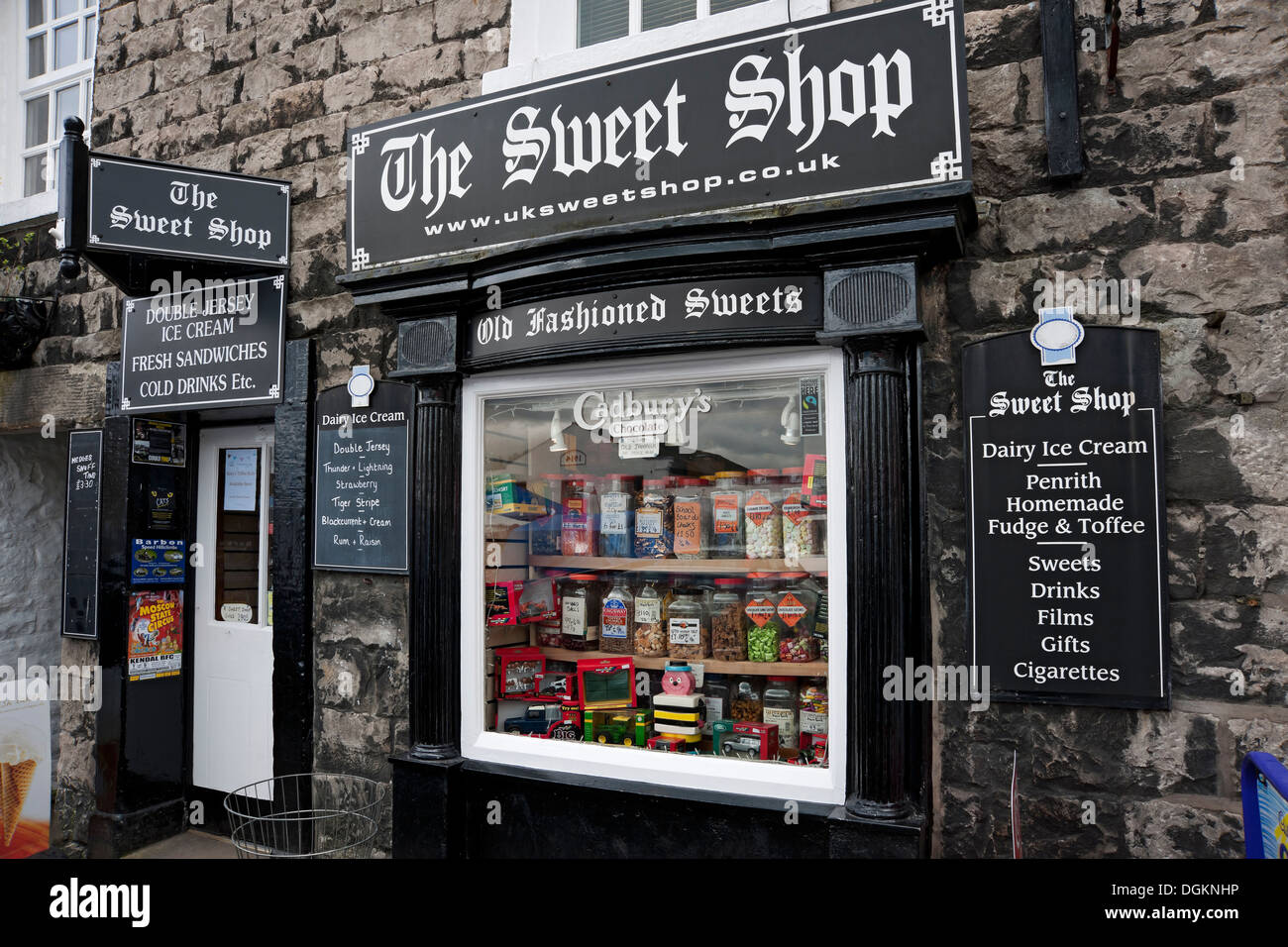 The Sweet Shop in the Market Square of Kirkby Lonsdale. Stock Photo