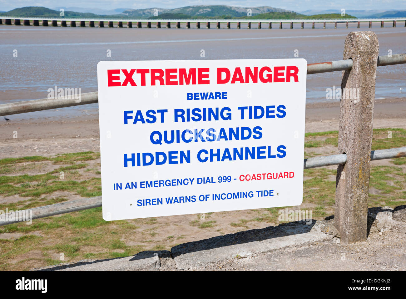 Extreme danger sign at Arnside. Stock Photo