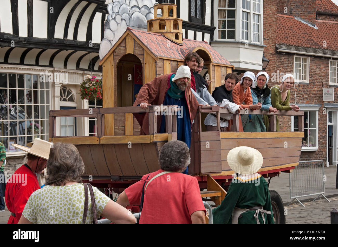 Noah and the Ark at the Mystery Plays wagon performance. Stock Photo
