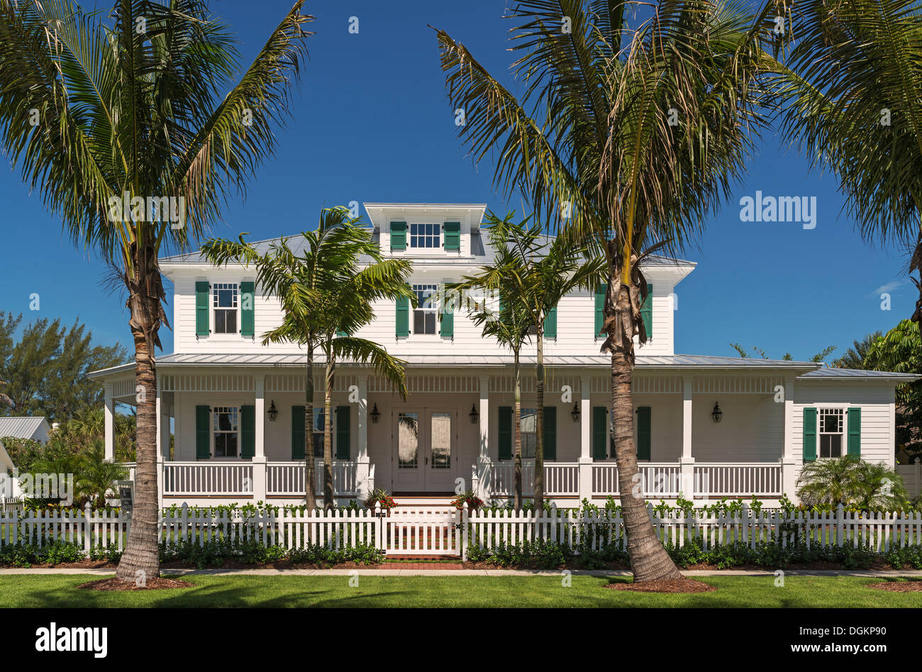 A clapboard home in Boca Grande on Gasparilla Island in Florida Stock