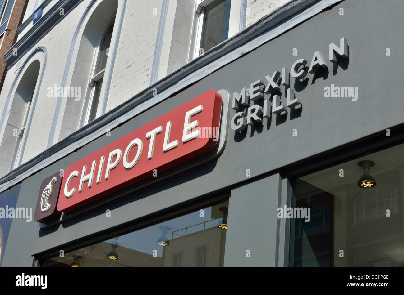 Chipotle Mexican Grill restaurant on Charing Cross Road. Stock Photo