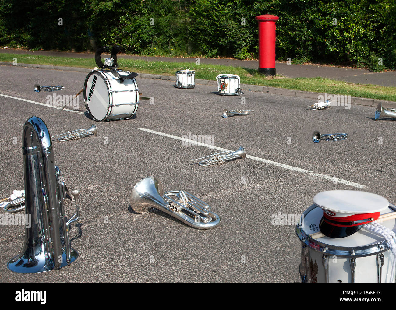 Musical Instruments from a marching band Stock Photo Alamy
