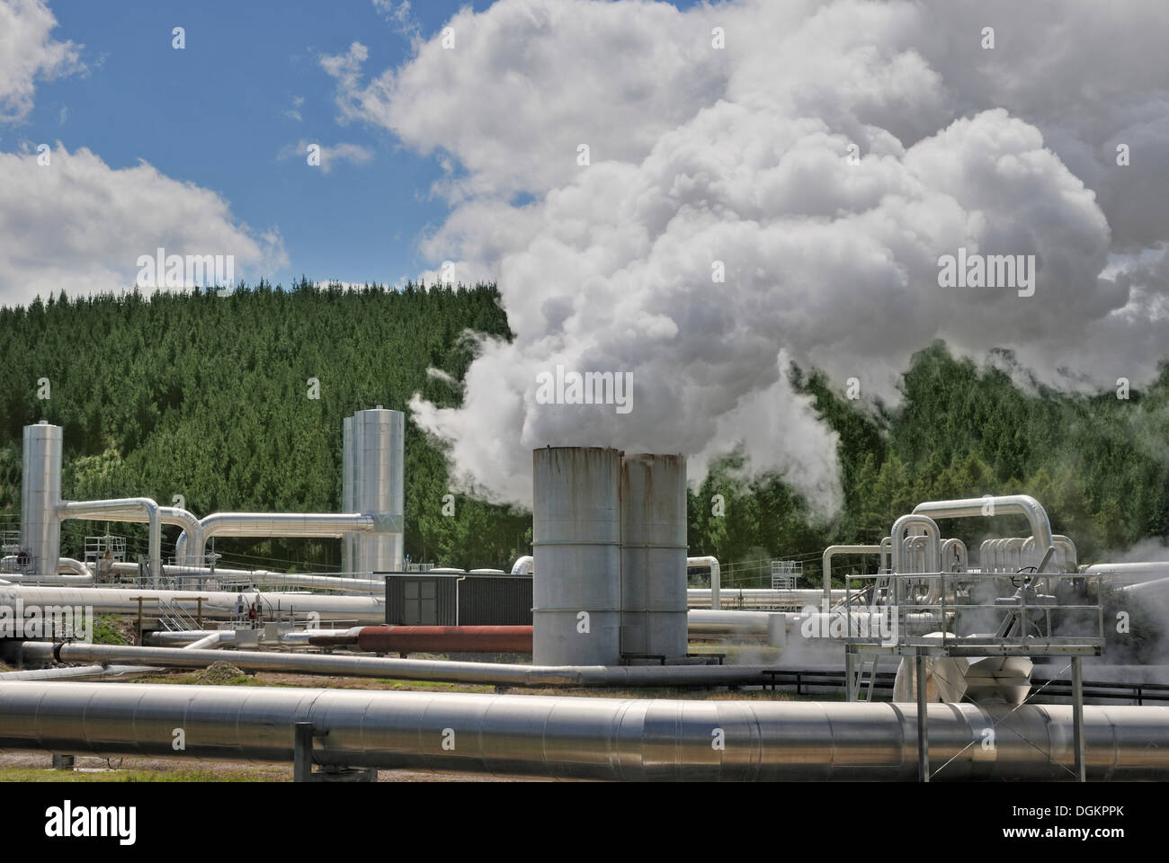 Geothermal power plant, Borefield Wairakei, North Island, New Zealand Stock Photo