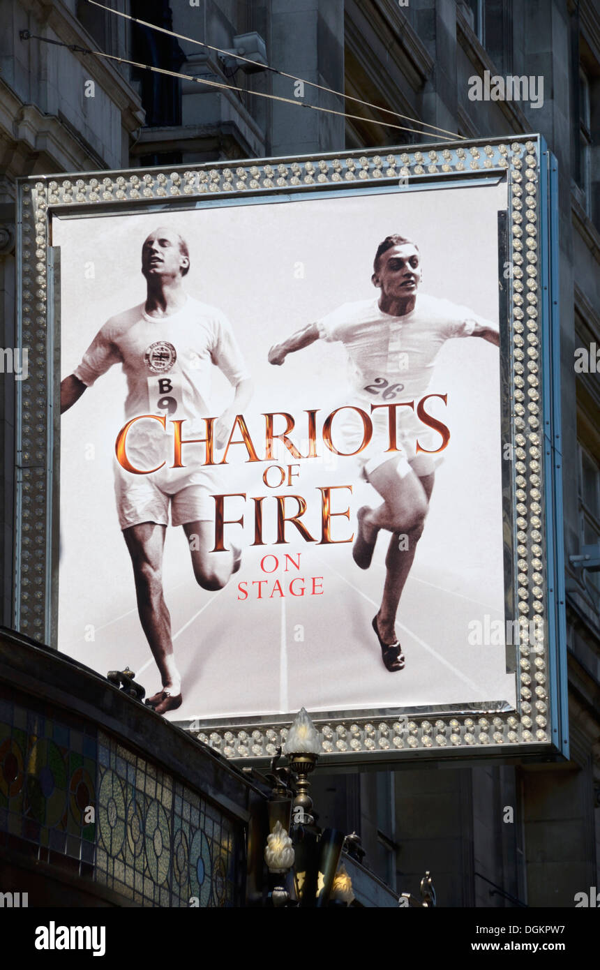 Giant billboard advertising the stage version of Chariots of Fire. Stock Photo