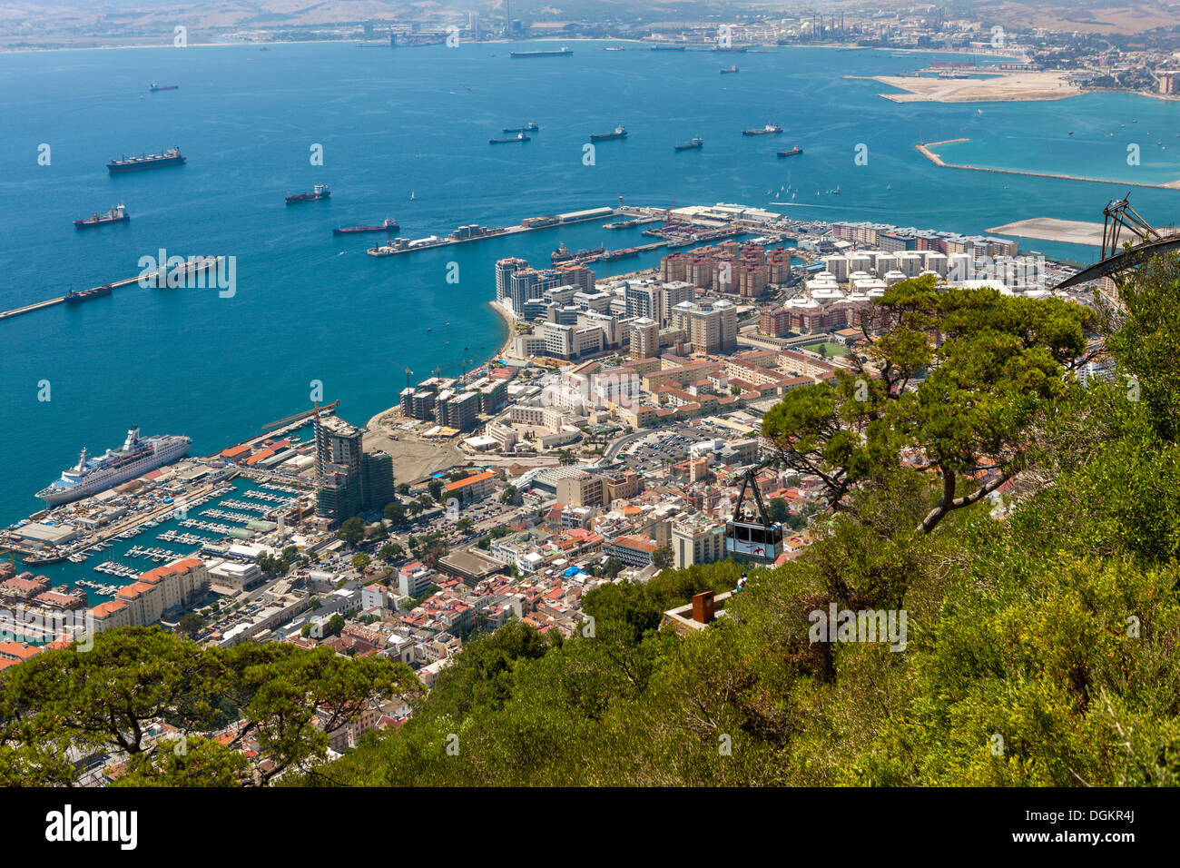 Top of the Rock view over Gibraltar Harbour Stock Photo Alamy