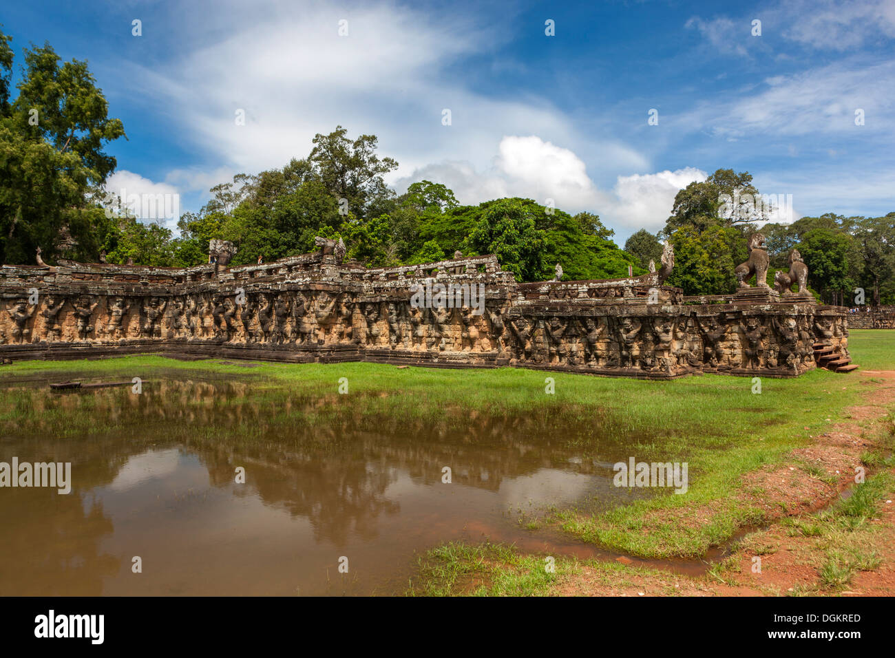 Elephants Terrace of Royal Palace at Angkor Thom. Stock Photo