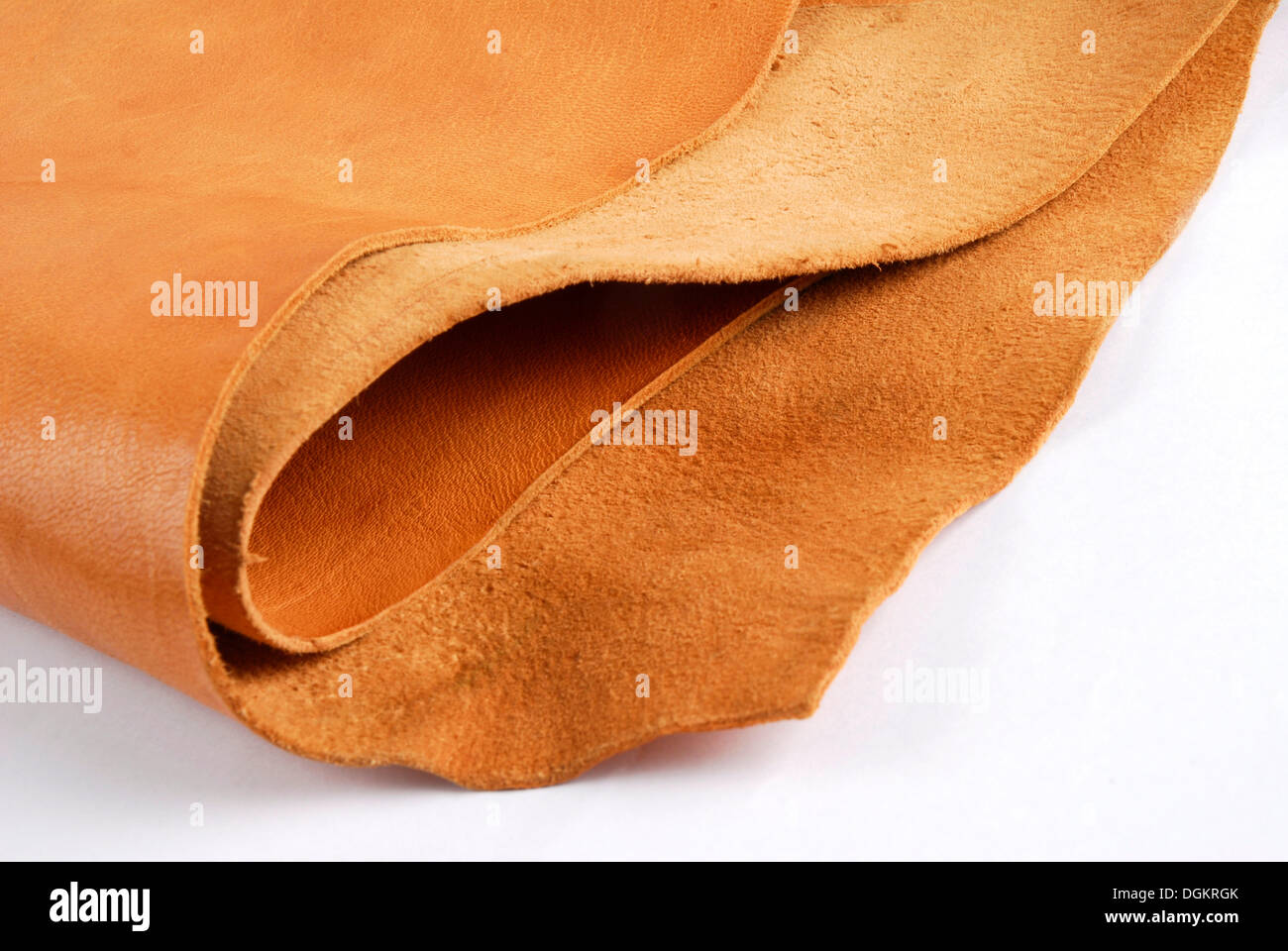 Tanned leather, leather tannery Stock Photo
