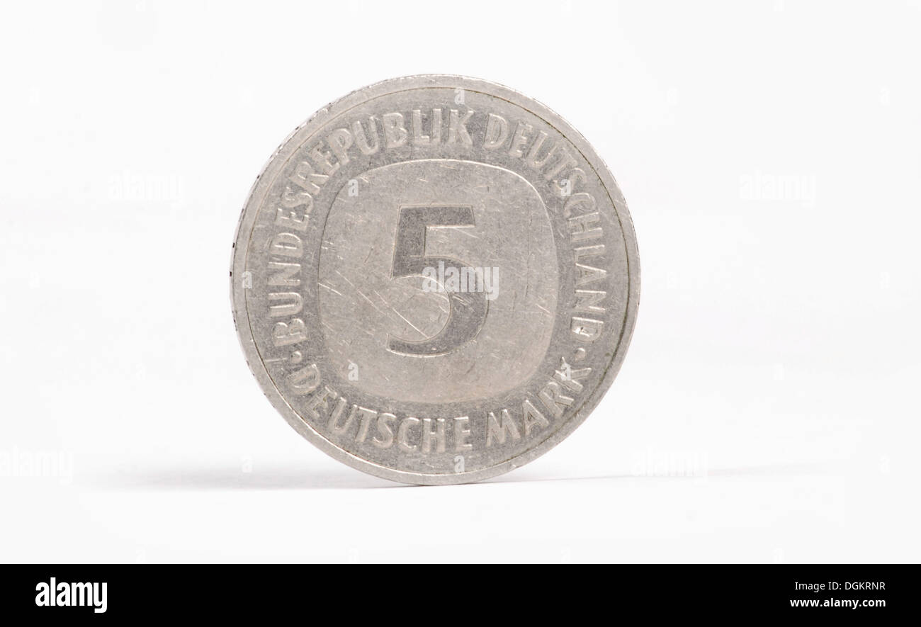 Five-mark piece, 5 Deutsche Mark, German Mark Stock Photo