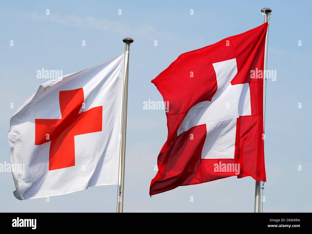 Swiss Red Cross with Swiss flag Stock Photo - Alamy