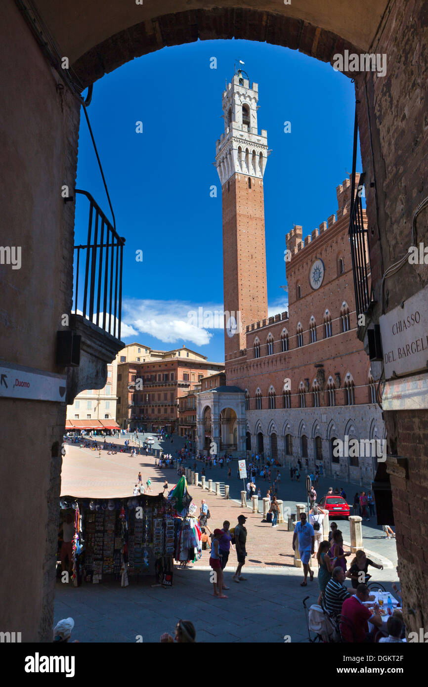 Piazza del Campo with the Palazzo Pubblico in Siena. Stock Photo