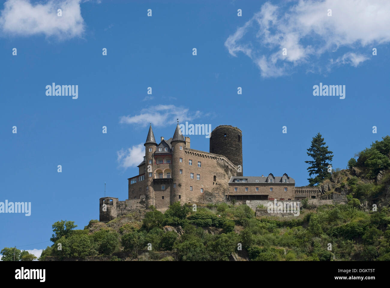 Burg Neukatzenelnbogen Castle, popularly known as Burg Katz, UNESCO World Heritage Sie Upper Middle Rhine Valley Stock Photo