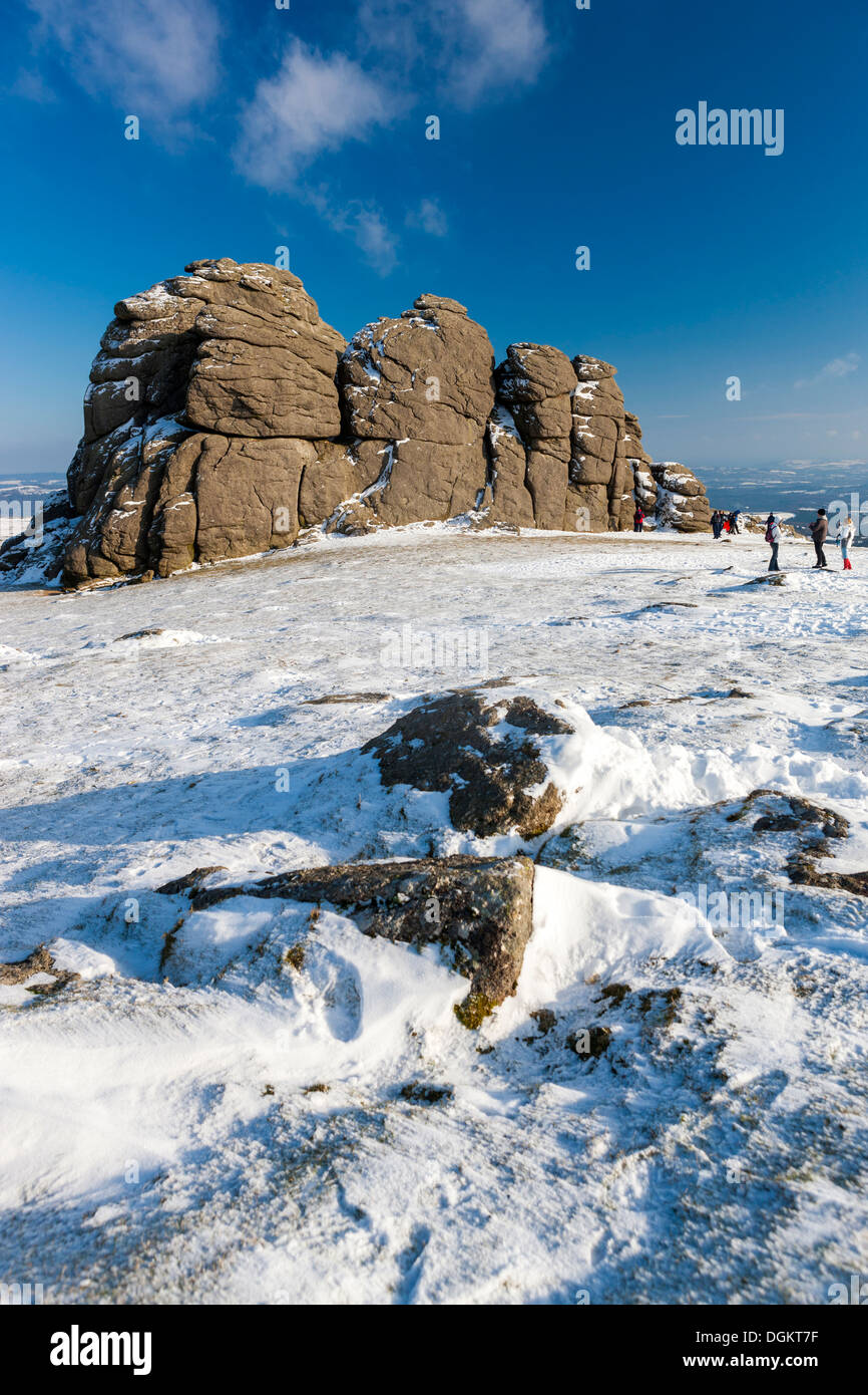 Haytor Rocks which is a granite tor in Dartmoor National Park. Stock Photo