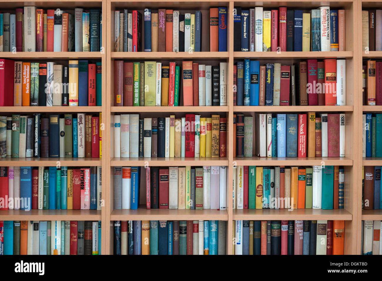 Full bookshelves, German books Stock Photo