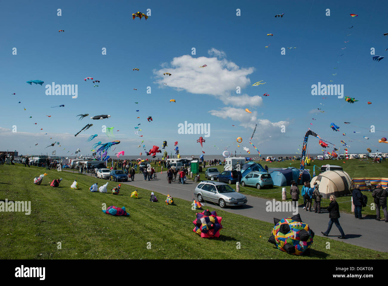 International Drachenfest kite festival, Norddeich, East Frisia, Lower Saxony Stock Photo