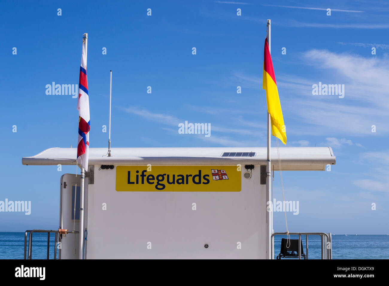 Lifeguards patrol station on Bournemouth beach. Stock Photo