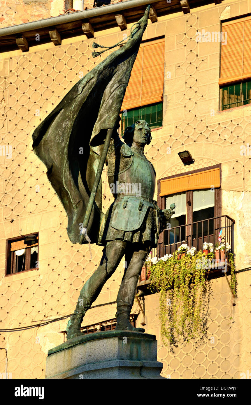 Bronze statue, Juan Bravo, national hero, freedom fighter, Calle Juan Bravo, Segovia, Castile and León, Spain Stock Photo