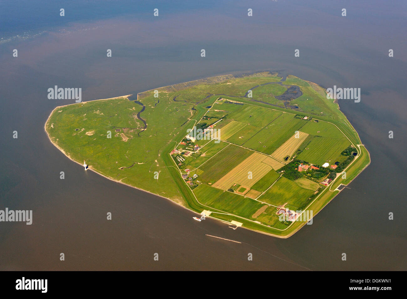 Aerial view, Neuwerk Island, Neuwerk, Hamburg, Hamburg, Germany Stock