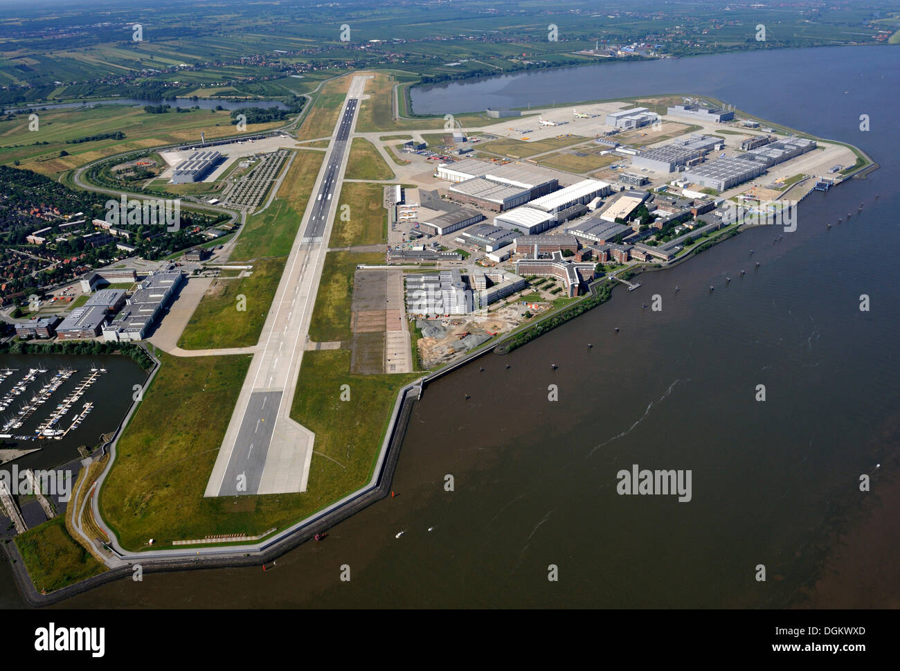 Aerial Finkenwerder Airfield and factory site, Finkenwerder, Hamburg, Hamburg, Germany Photo - Alamy